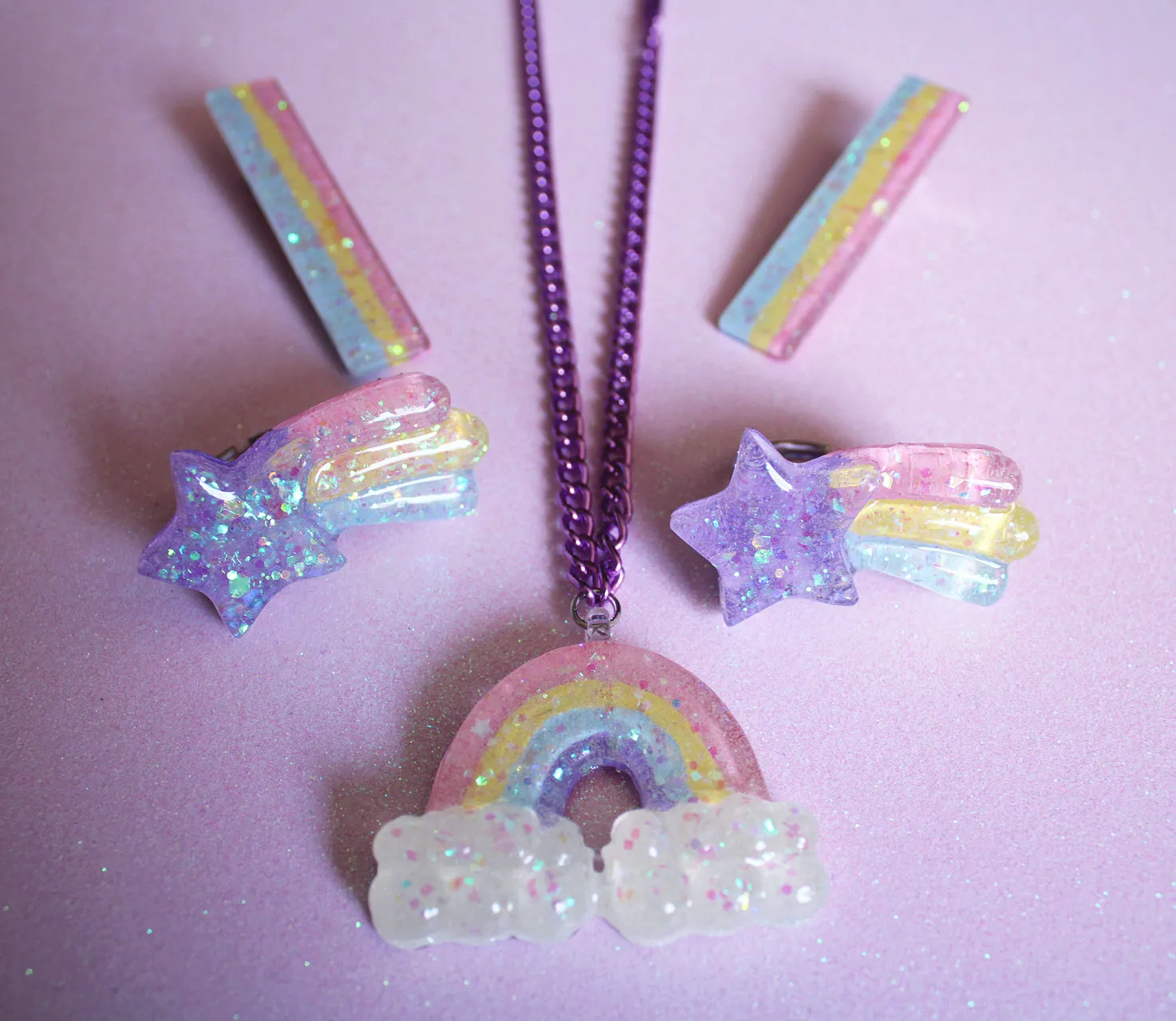 Rainbow Glitter Sparkle Hair Clips (Set of 2)