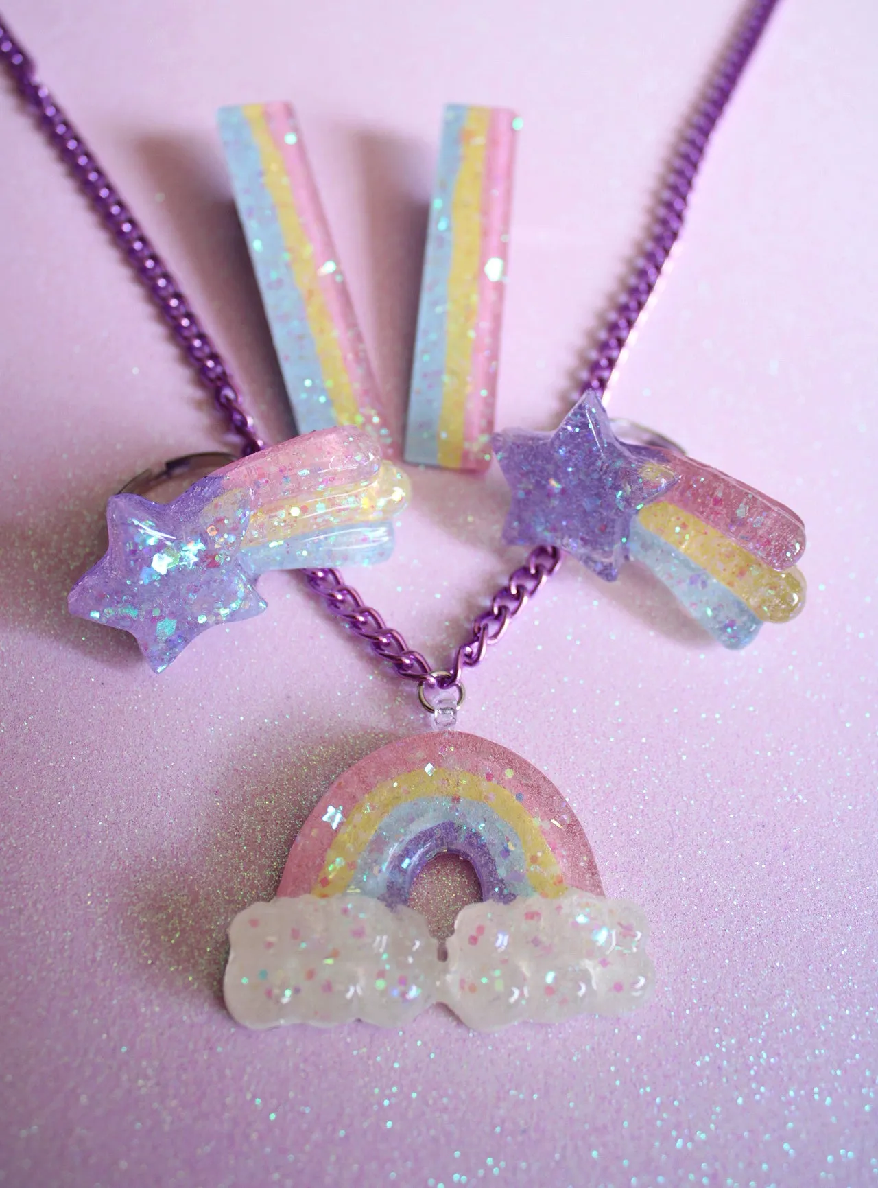 Rainbow Glitter Sparkle Hair Clips (Set of 2)
