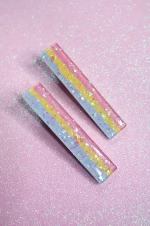 Rainbow Glitter Sparkle Hair Clips (Set of 2)