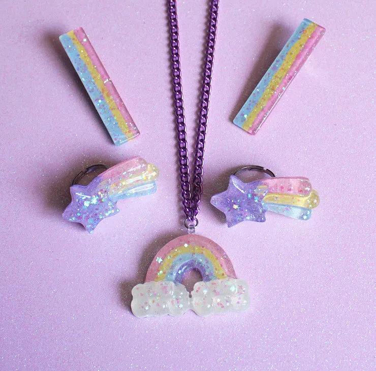 Rainbow Glitter Sparkle Hair Clips (Set of 2)