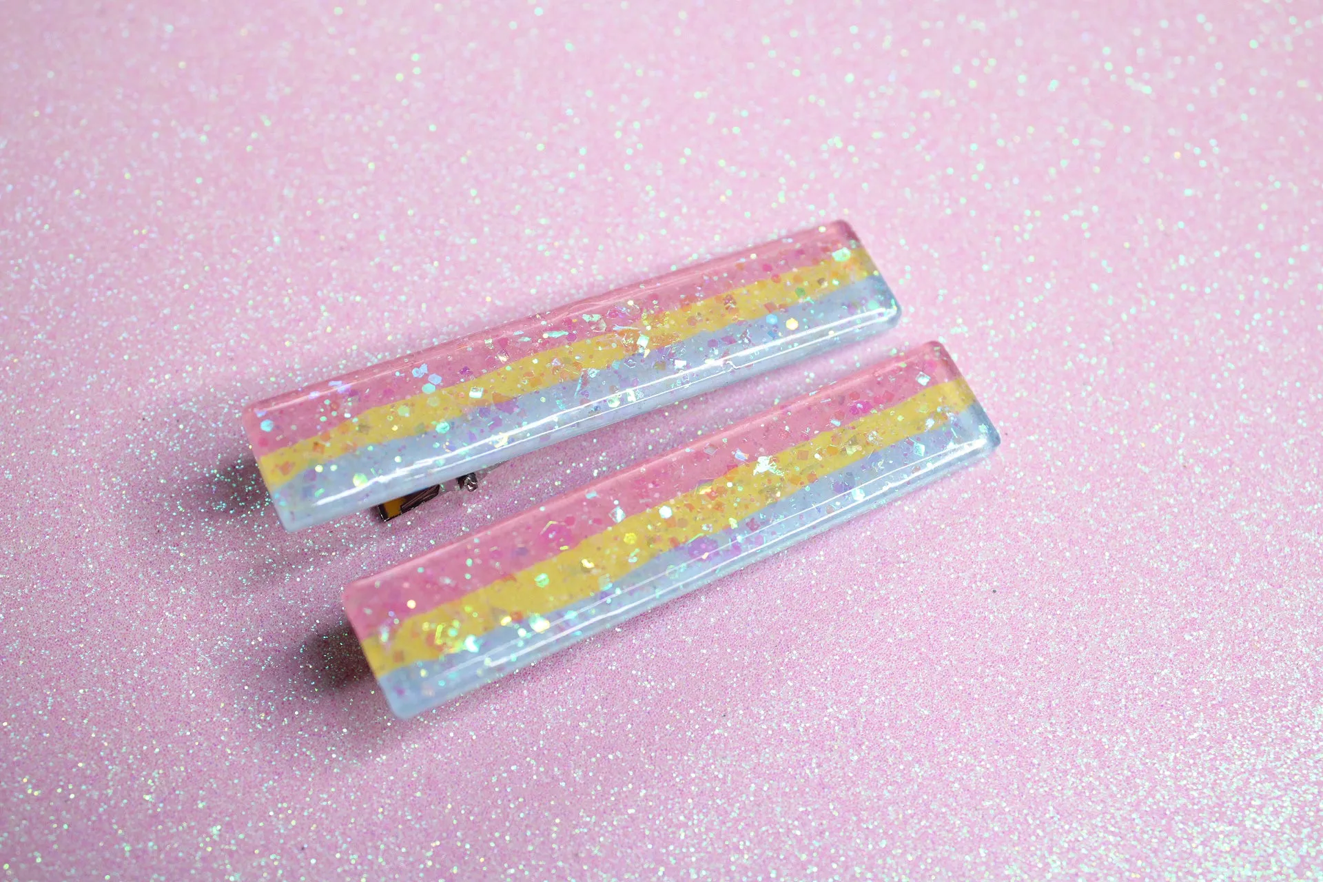 Rainbow Glitter Sparkle Hair Clips (Set of 2)