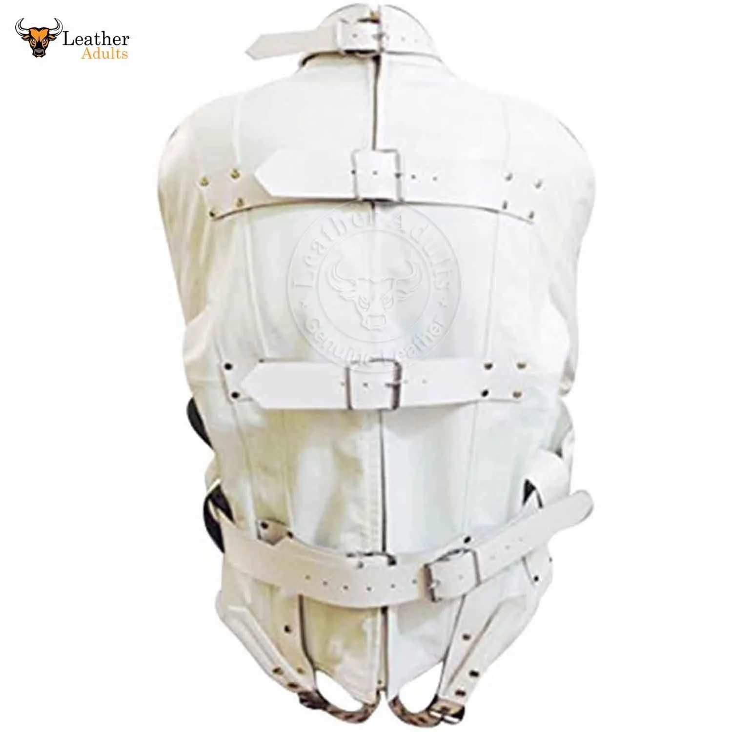 Real Cow Leather White Heavy Duty Straitjacket Straight Bondage Jacket BDSM