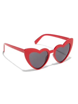 Retro Heart-Framed Red Sunglasses