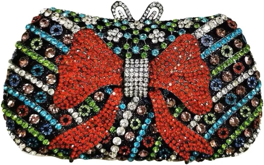 Rhinestone Purses Fun Clutch Purses Rhinestone Clutch Purses for Women Bling Purse Women's Evening Handbags Bow