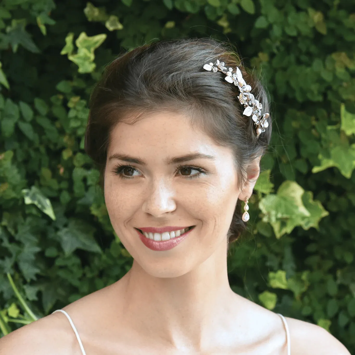 Rose Gold Bridal Hair Clip with Crystals & Freshwater Pearls, Rose Poppy