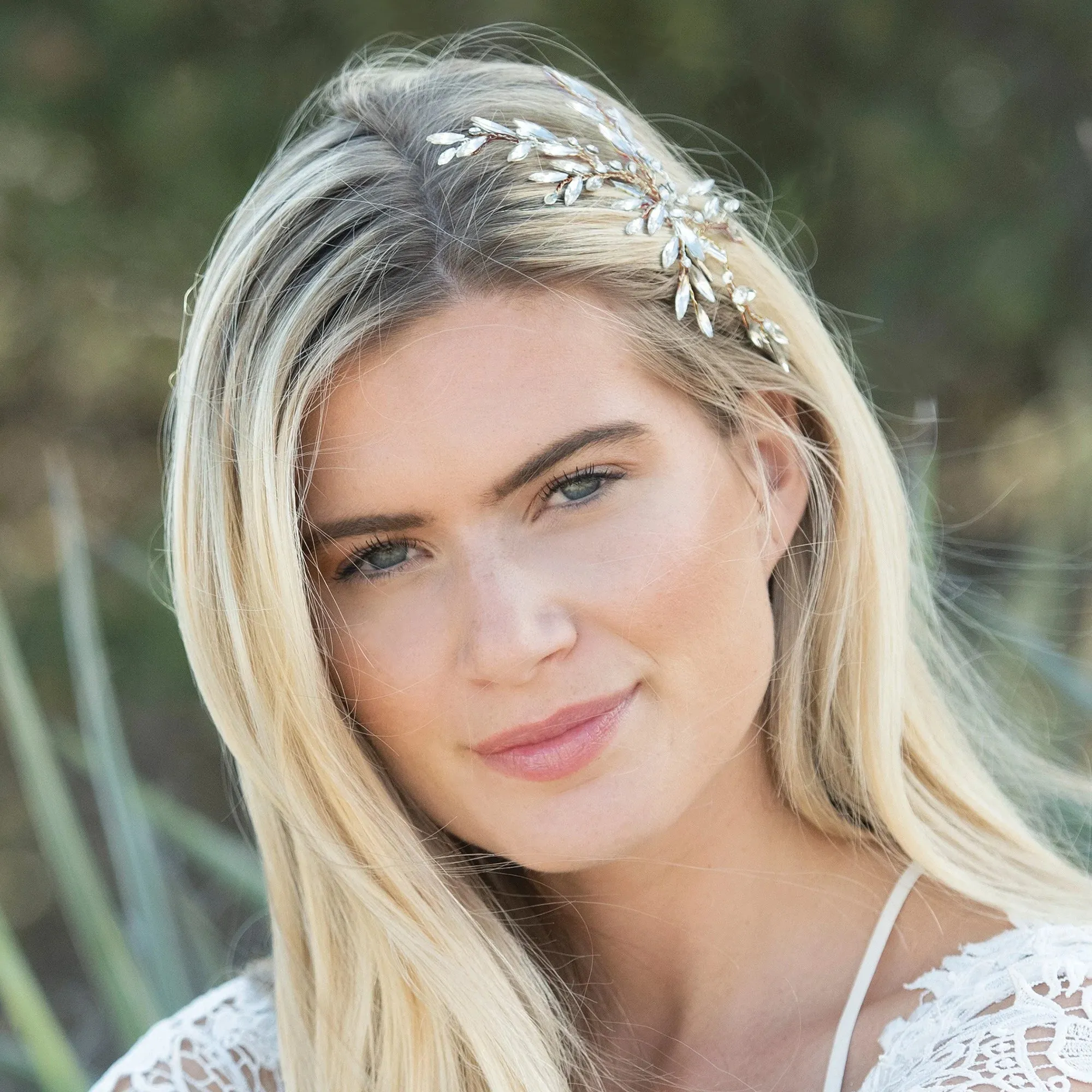 Rose Gold Bridal Hair Clip with Crystals, Dune Rose