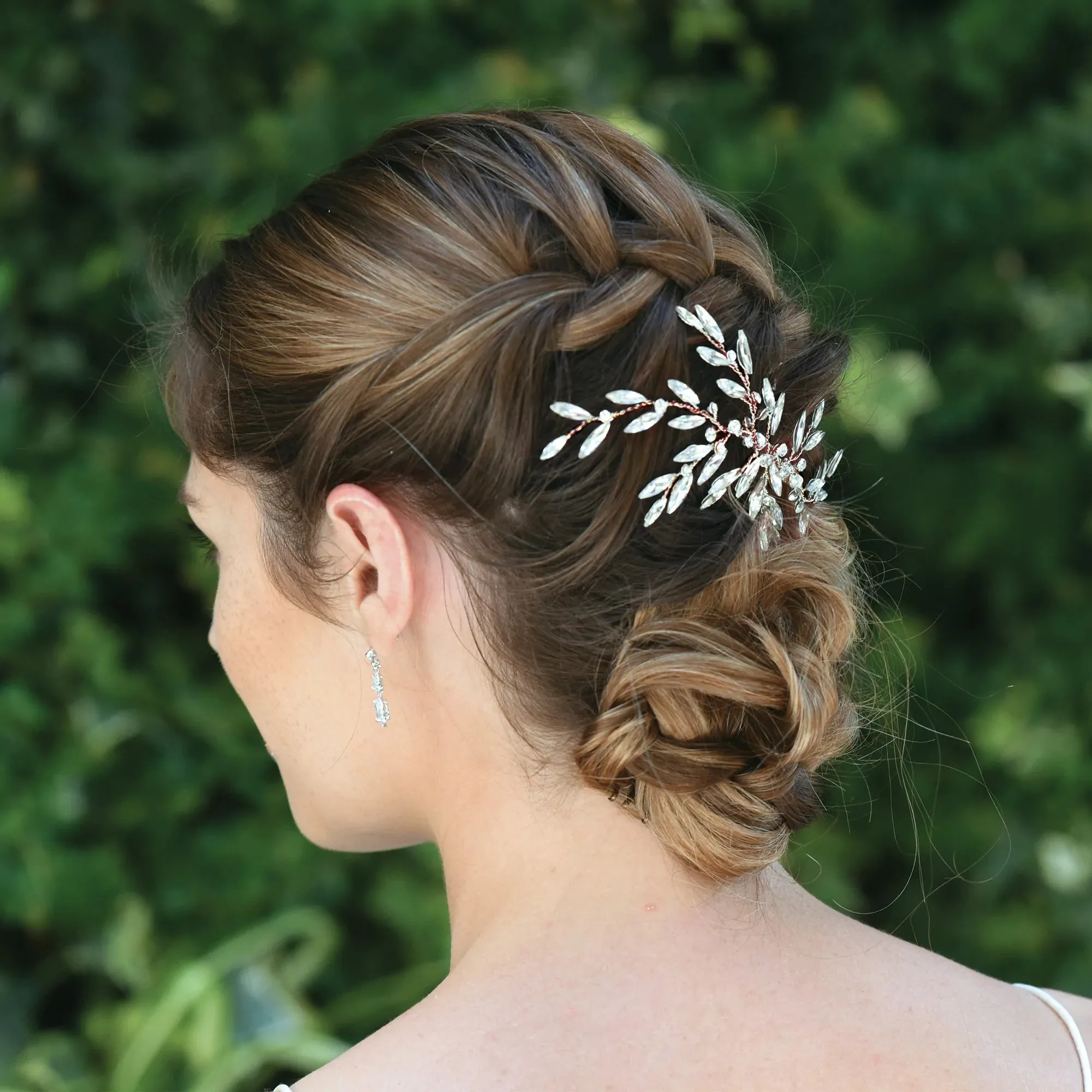 Rose Gold Bridal Hair Clip with Crystals, Dune Rose