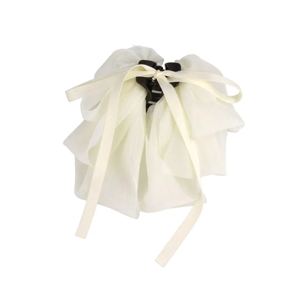 Ruffle Ribbon Bow Hair Claw