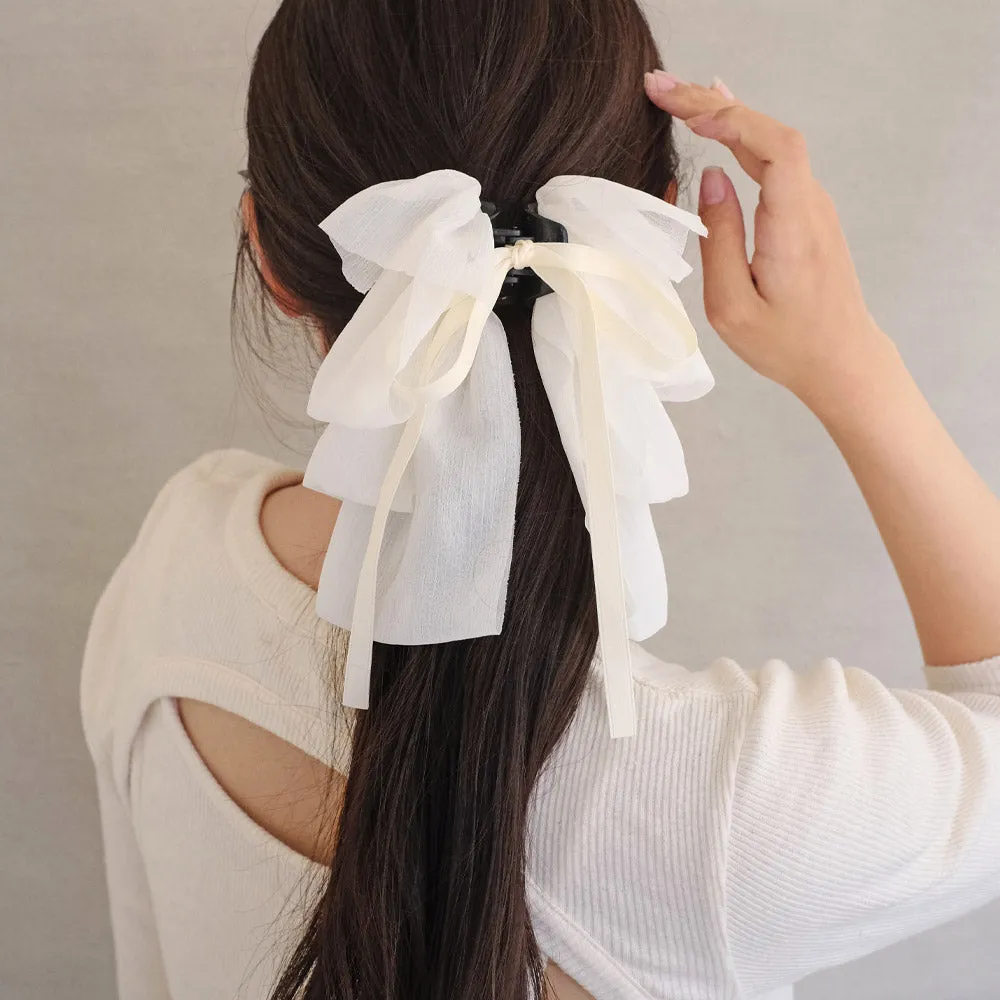 Ruffle Ribbon Bow Hair Claw