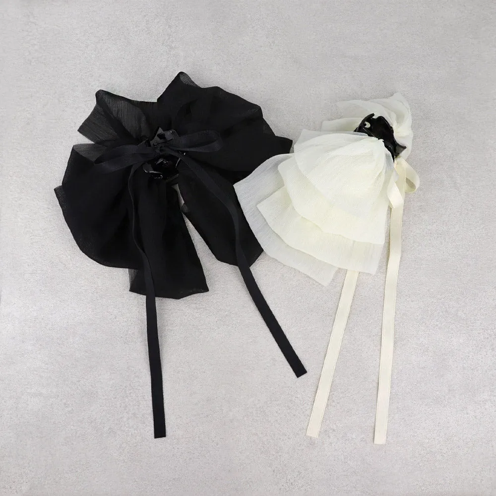 Ruffle Ribbon Bow Hair Claw