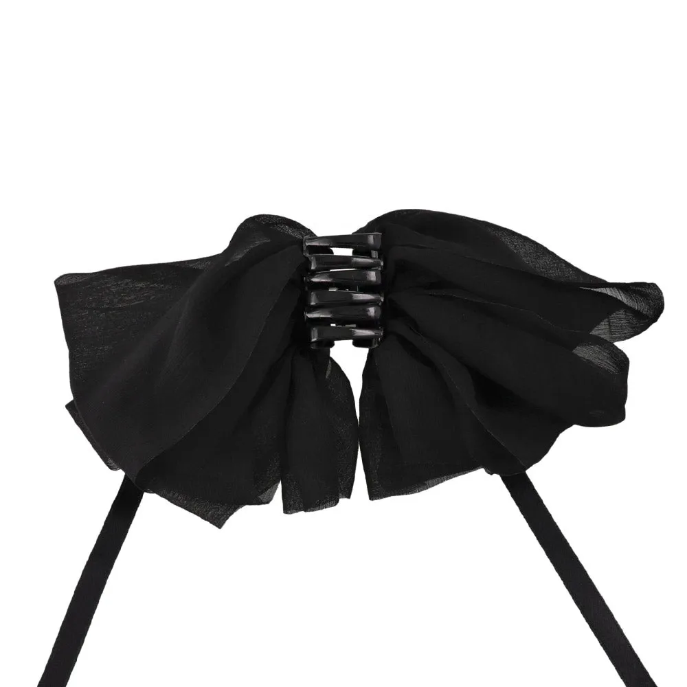 Ruffle Ribbon Bow Hair Claw