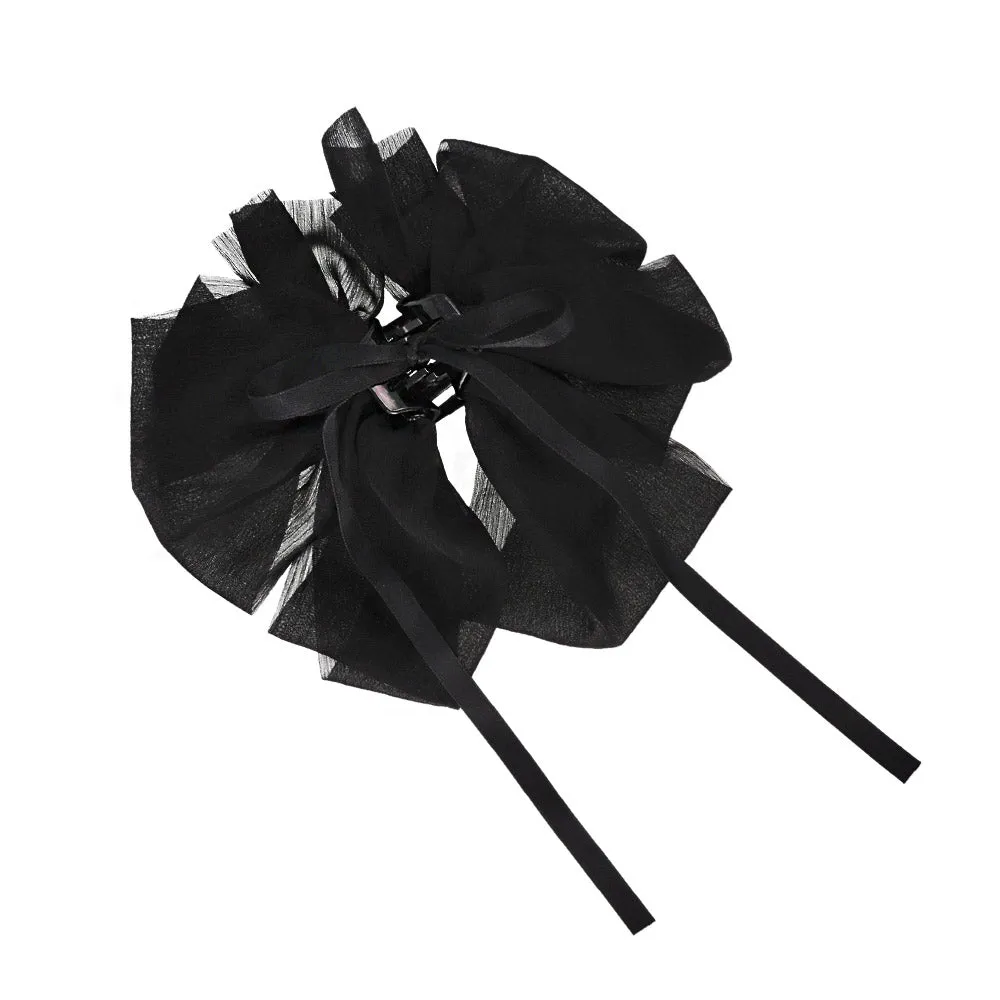 Ruffle Ribbon Bow Hair Claw