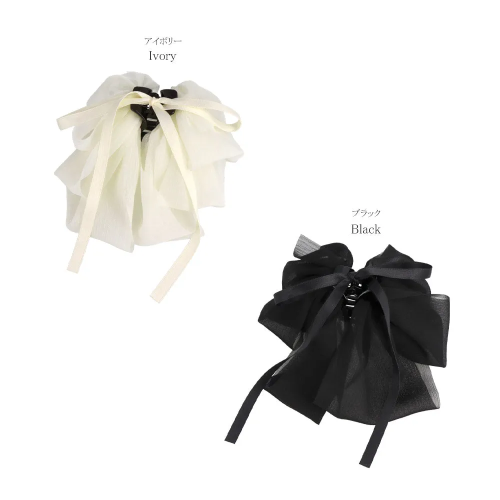 Ruffle Ribbon Bow Hair Claw