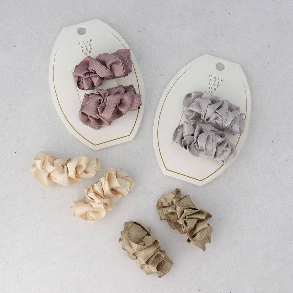 Ruffle Ribbon Hair Clip Set