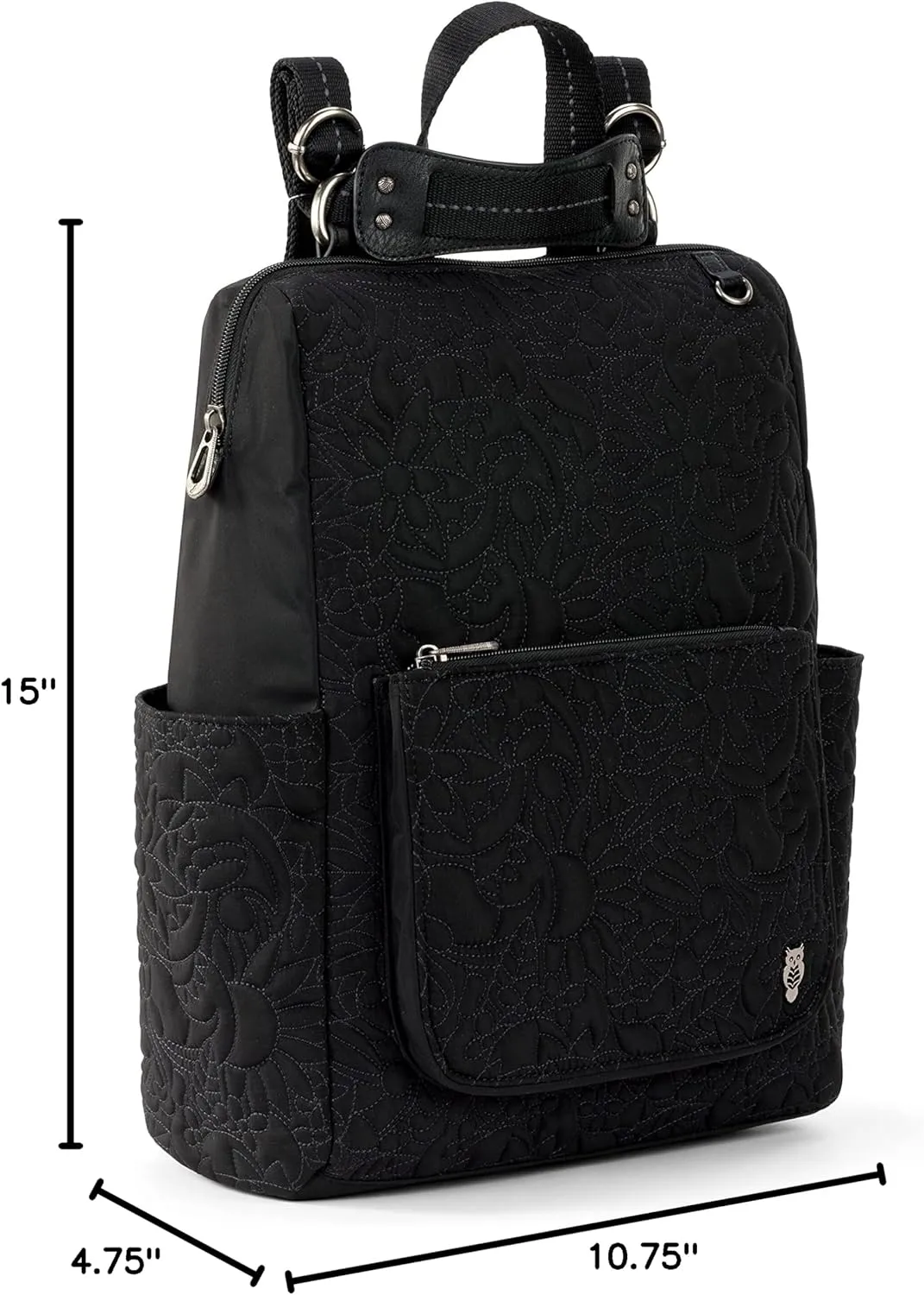 Sakroots womens Eco-twill Convertible Loyola Backpack in Eco Twill Adjustable Crossbody Strap Multifunctional Bag with Laptop Compartmen, Quilted Black Spirit Desert, One Size US