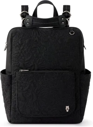 Sakroots womens Eco-twill Convertible Loyola Backpack in Eco Twill Adjustable Crossbody Strap Multifunctional Bag with Laptop Compartmen, Quilted Black Spirit Desert, One Size US