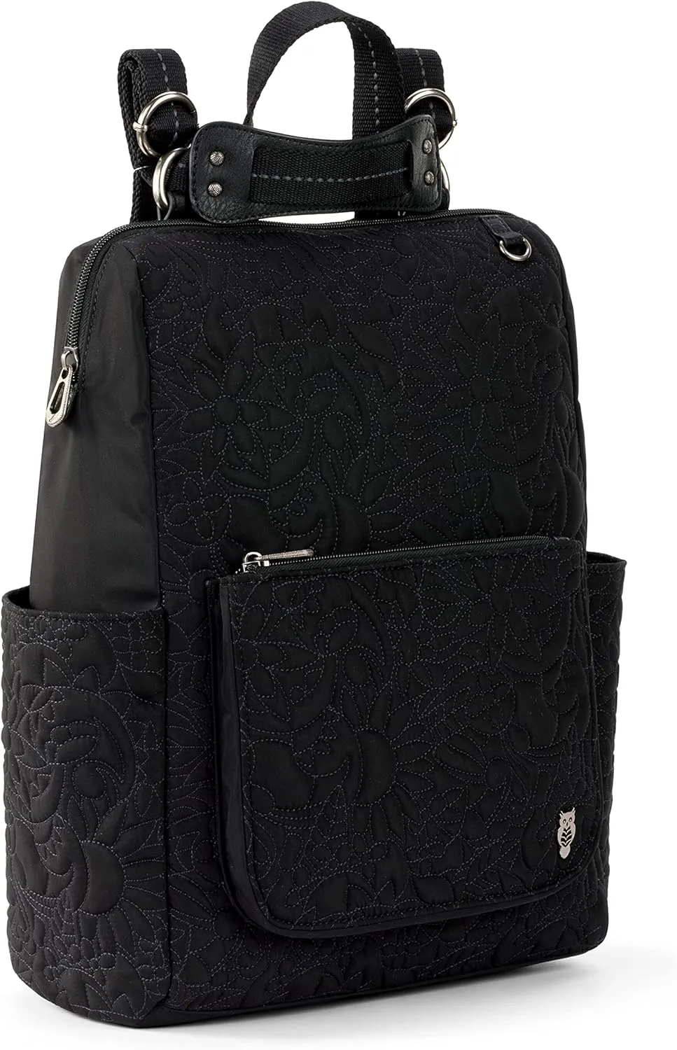 Sakroots womens Eco-twill Convertible Loyola Backpack in Eco Twill Adjustable Crossbody Strap Multifunctional Bag with Laptop Compartmen, Quilted Black Spirit Desert, One Size US