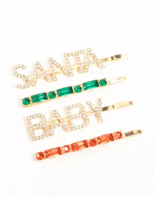 Santa Baby Hair Clips 4-Pack