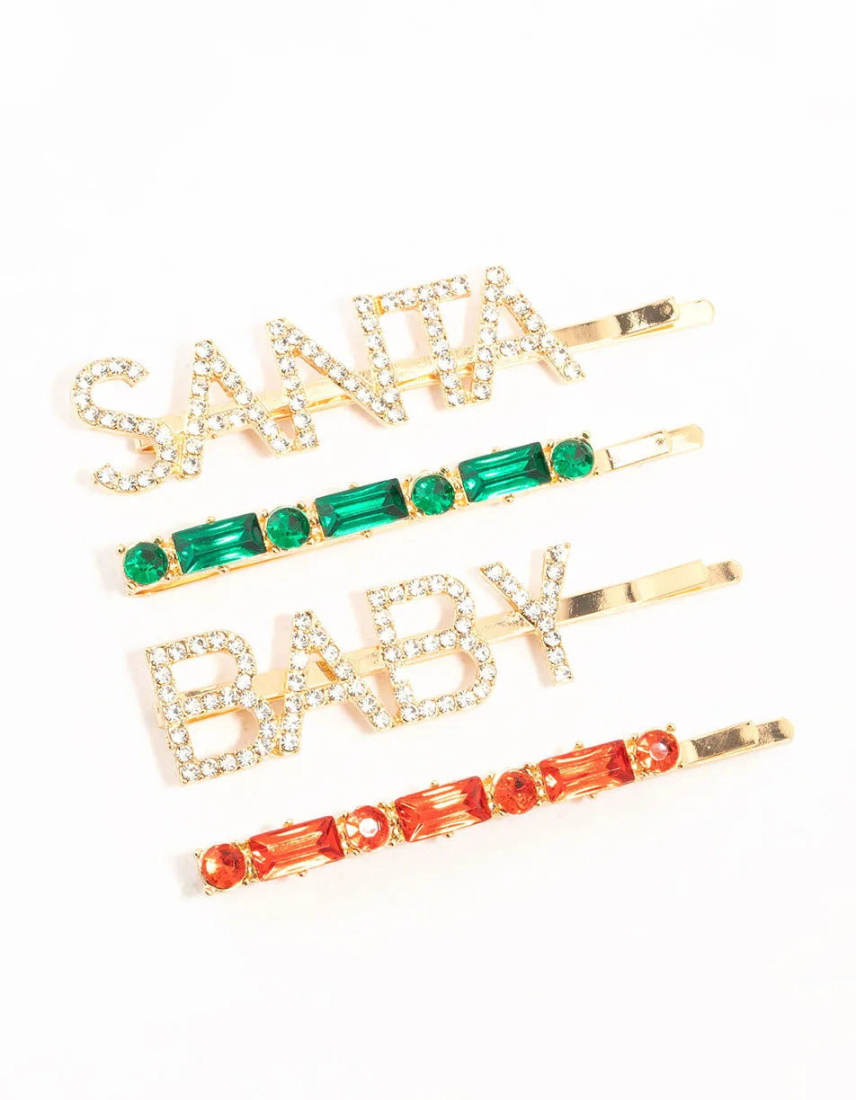 Santa Baby Hair Clips 4-Pack
