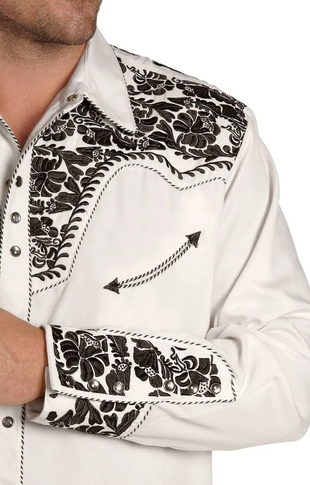 Scully Pewter-tone Embroidery Retro Western Shirt - Big & Tall