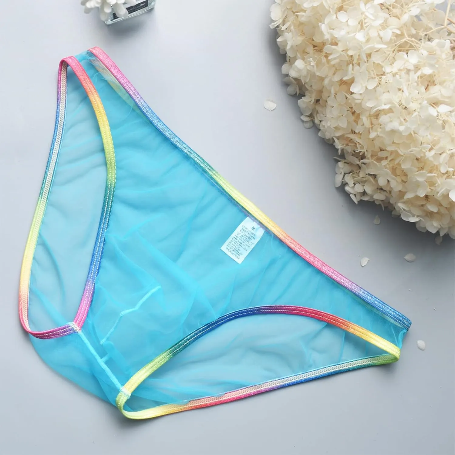Sexy Men's Brief Mesh See Through Low Rise Underwear U Shaped Pouch Fun Underwear Comfort Breathable Lingeries Panties
