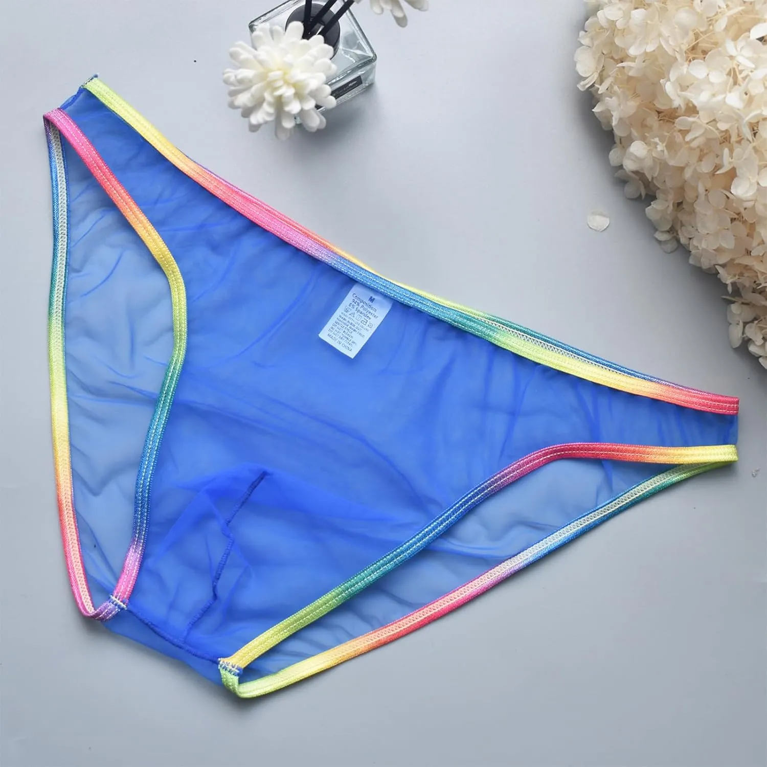 Sexy Men's Brief Mesh See Through Low Rise Underwear U Shaped Pouch Fun Underwear Comfort Breathable Lingeries Panties