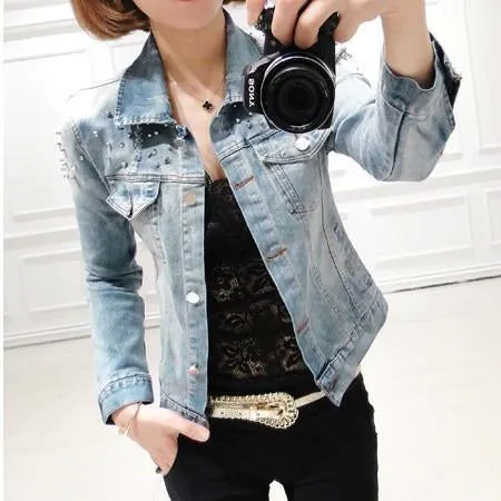 Short Demin Rivet Jacket Womens Coat