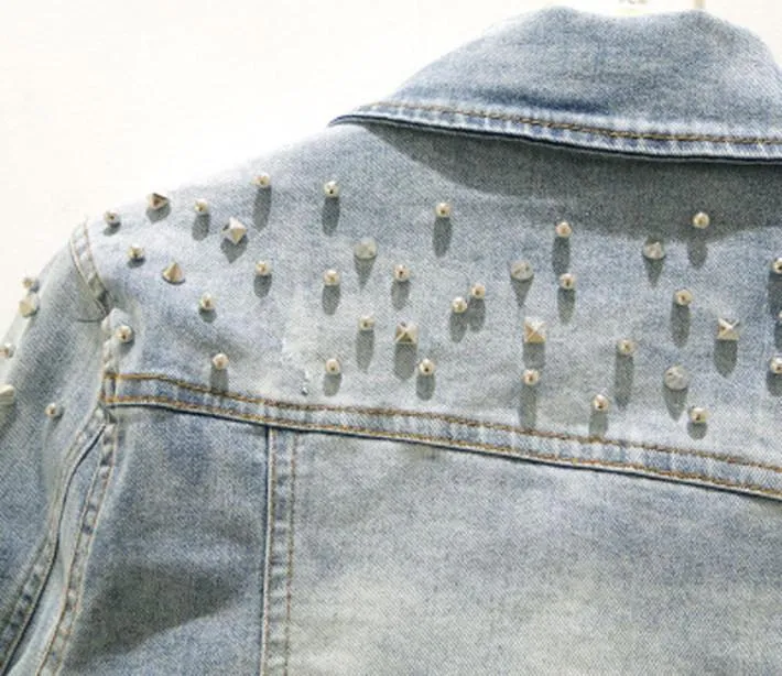 Short Demin Rivet Jacket Womens Coat
