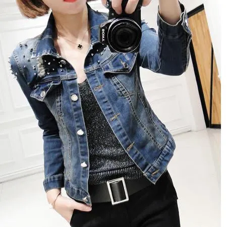 Short Demin Rivet Jacket Womens Coat