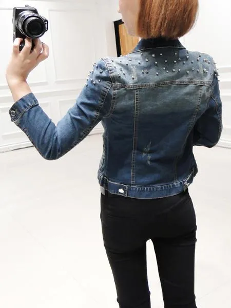 Short Demin Rivet Jacket Womens Coat