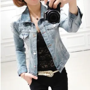 Short Demin Rivet Jacket Womens Coat