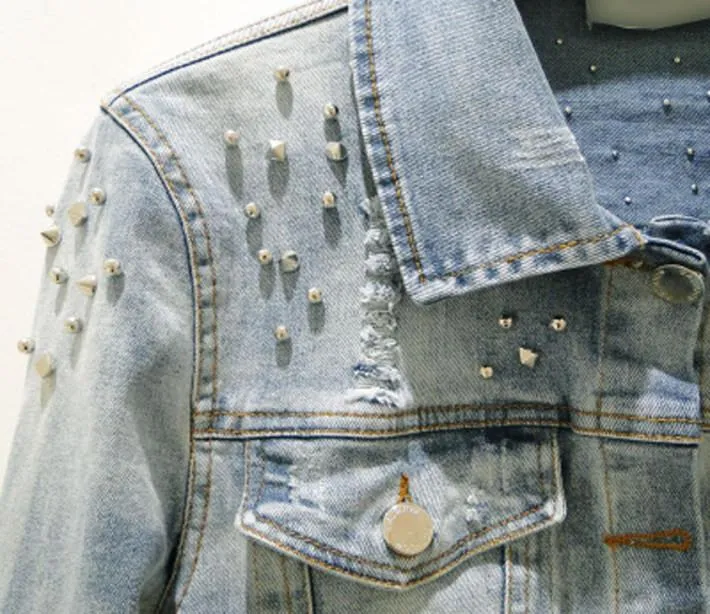 Short Demin Rivet Jacket Womens Coat