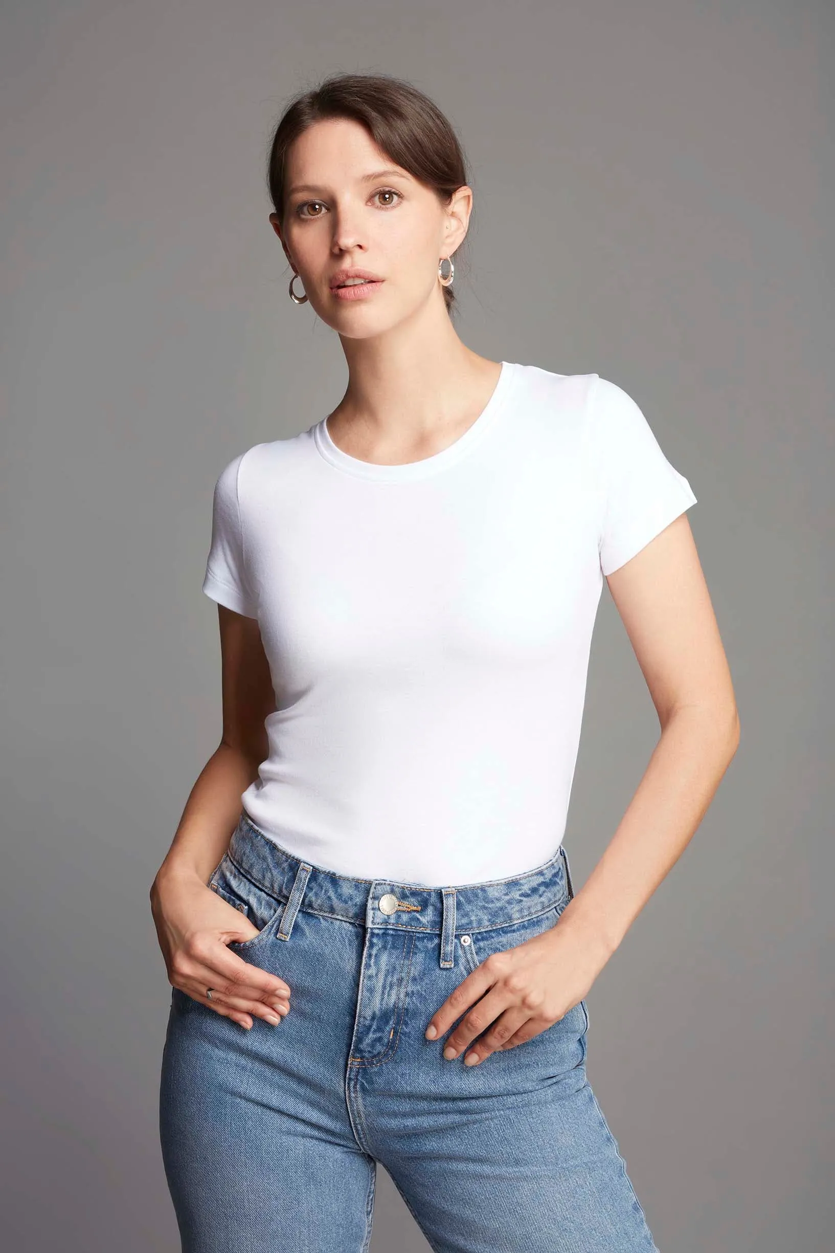 Short Sleeve Crew Neck Cotton Modal Blend T-shirt