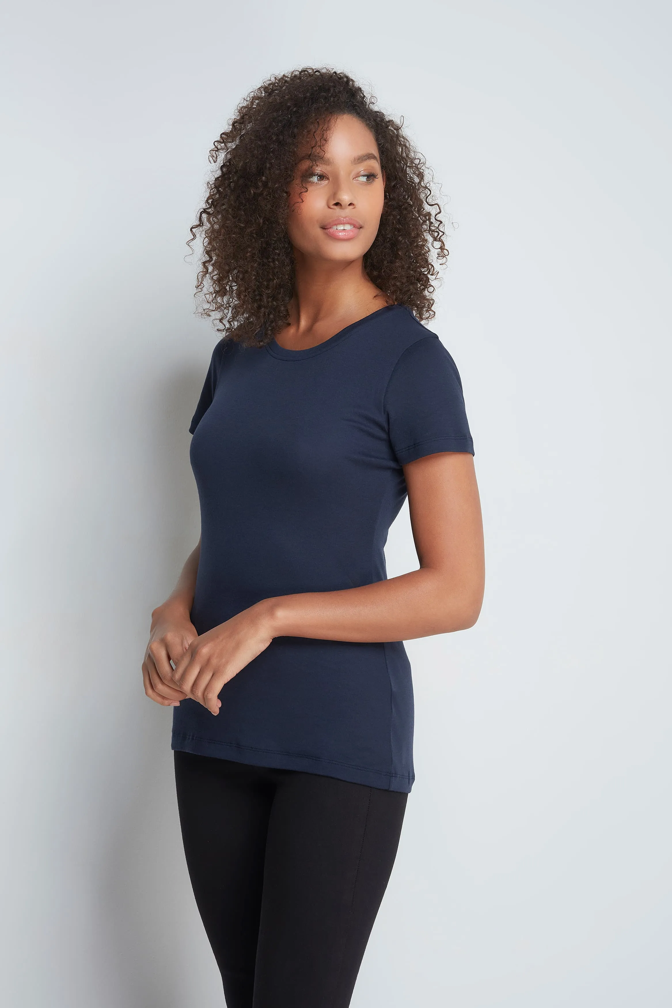 Short Sleeve Crew Neck Cotton Modal Blend T-shirt