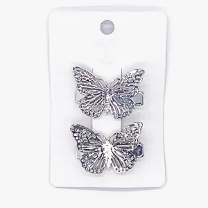 Silver Butterfly Cut Hair Clips