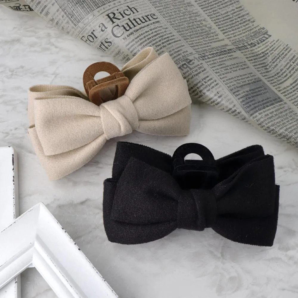 Soft Bow Flocked Hair Claw
