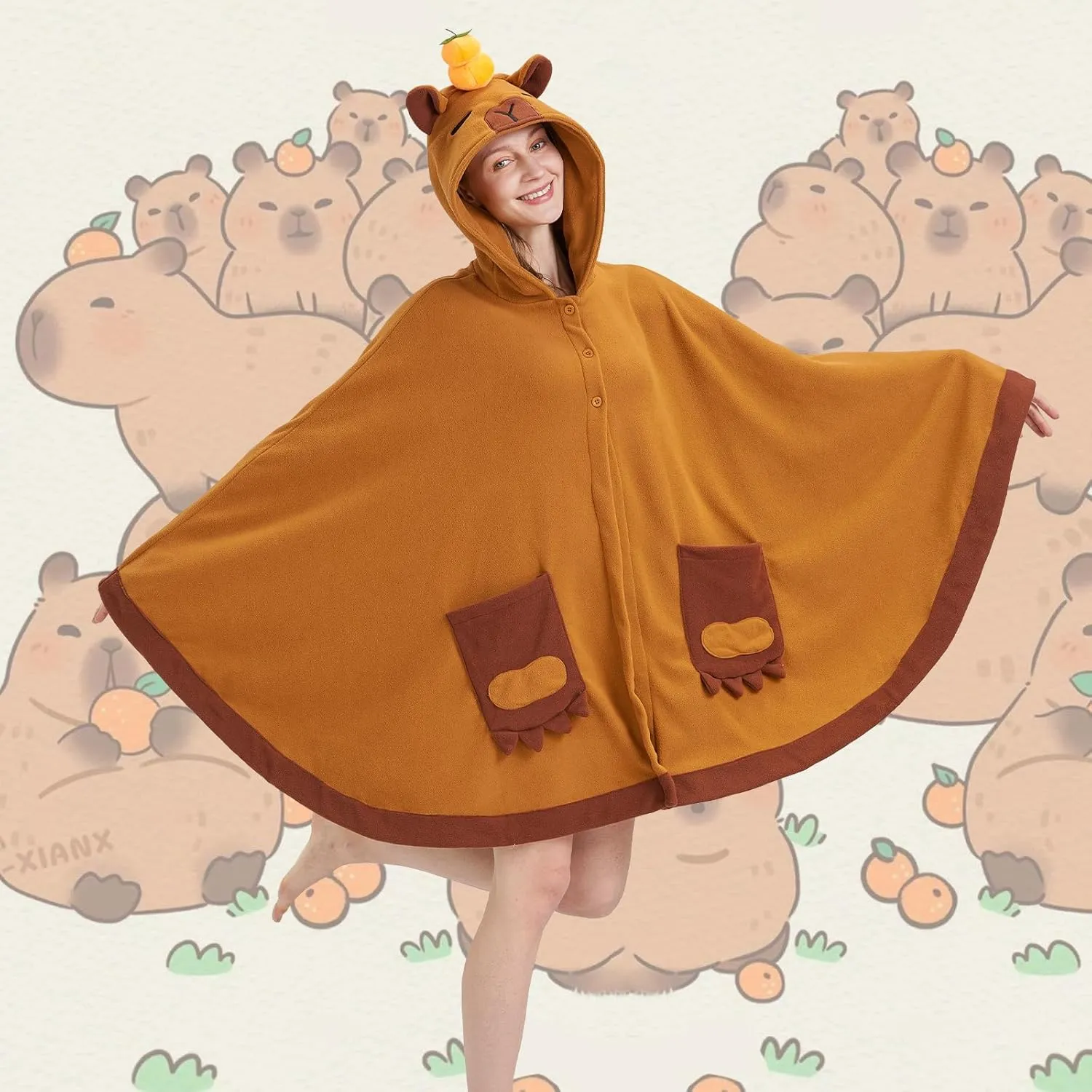 Soft Cartoon Animal Cape Costume for Adults Cozy and Fun Hooded Cloak for Halloween and Cosplay