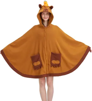 Soft Cartoon Animal Cape Costume for Adults Cozy and Fun Hooded Cloak for Halloween and Cosplay