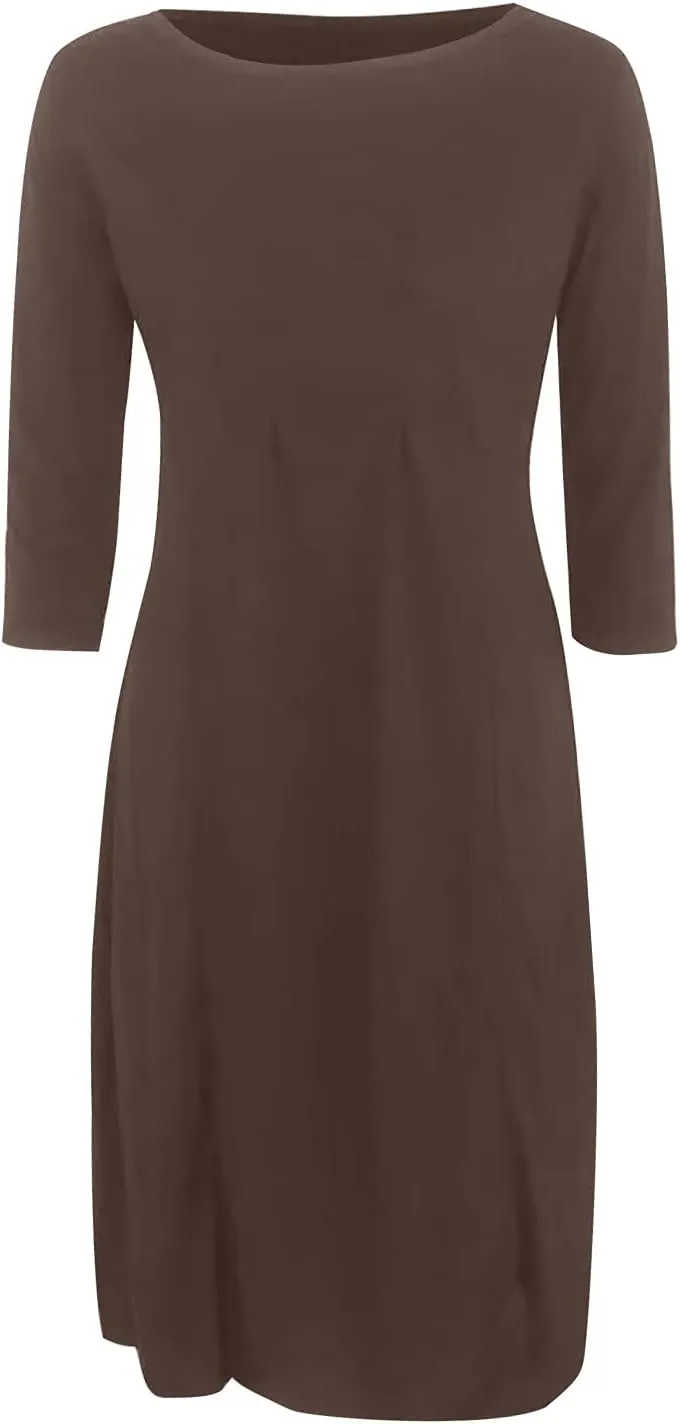 Spring Dresses for Women 2024 Boho Dress Casual Solid Color Mid-Sleeve Big Swing High Waist Dress Summer Wedding Dresses