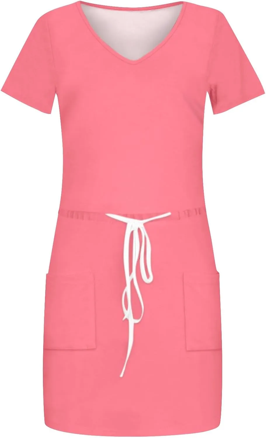 Striped T Shirt Dresses for Women 2025 Short Sleeve Tie Waist Mini Dress Casual Summer Beach Sun Dresses with Pockets