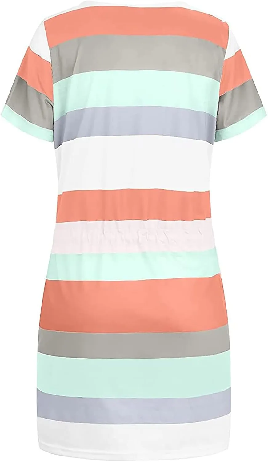 Striped T Shirt Dresses for Women 2025 Short Sleeve Tie Waist Mini Dress Casual Summer Beach Sun Dresses with Pockets