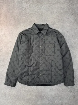 Stussy Khaki Monogram Logo Padded Button Down Jacket