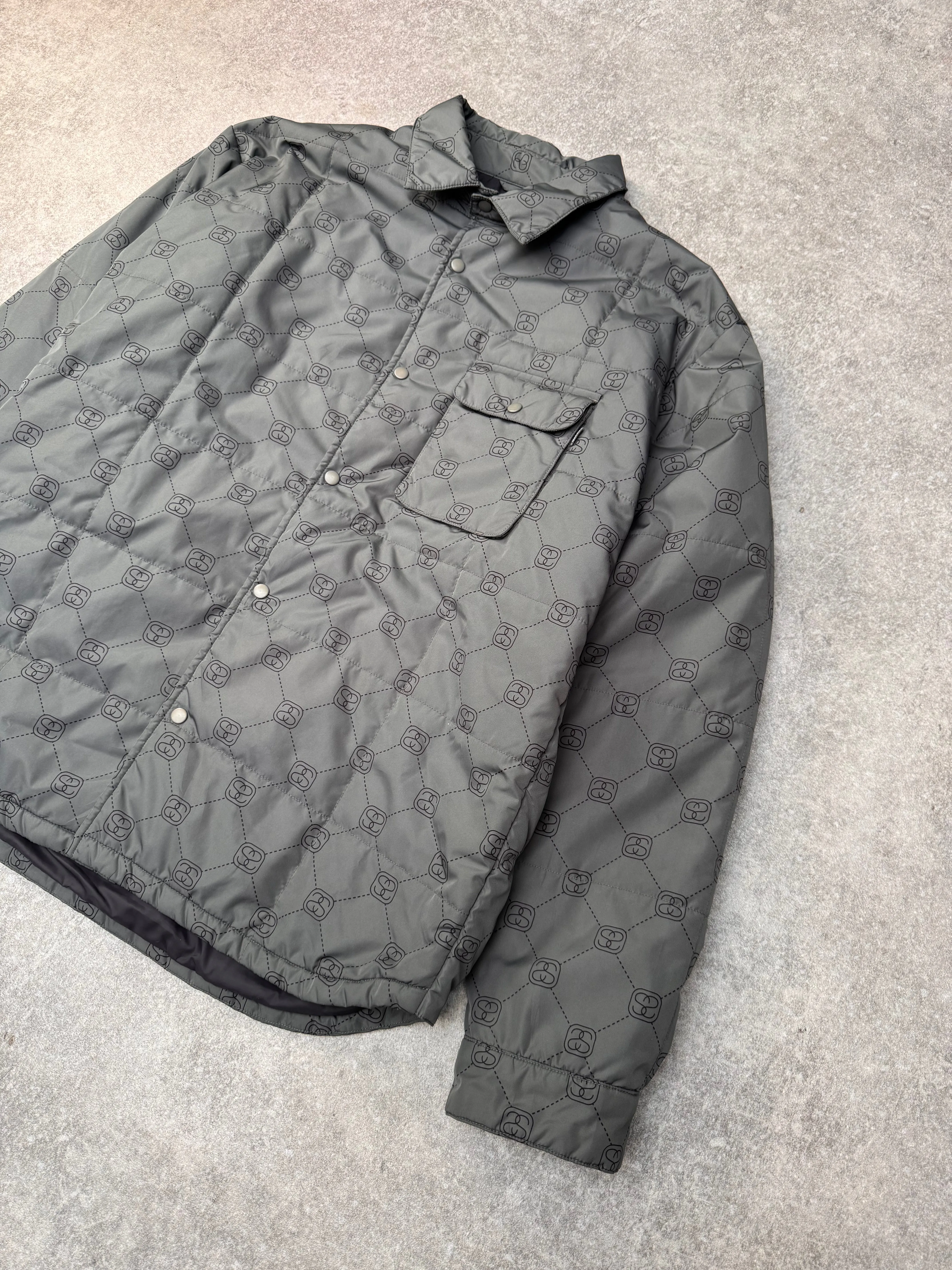 Stussy Khaki Monogram Logo Padded Button Down Jacket