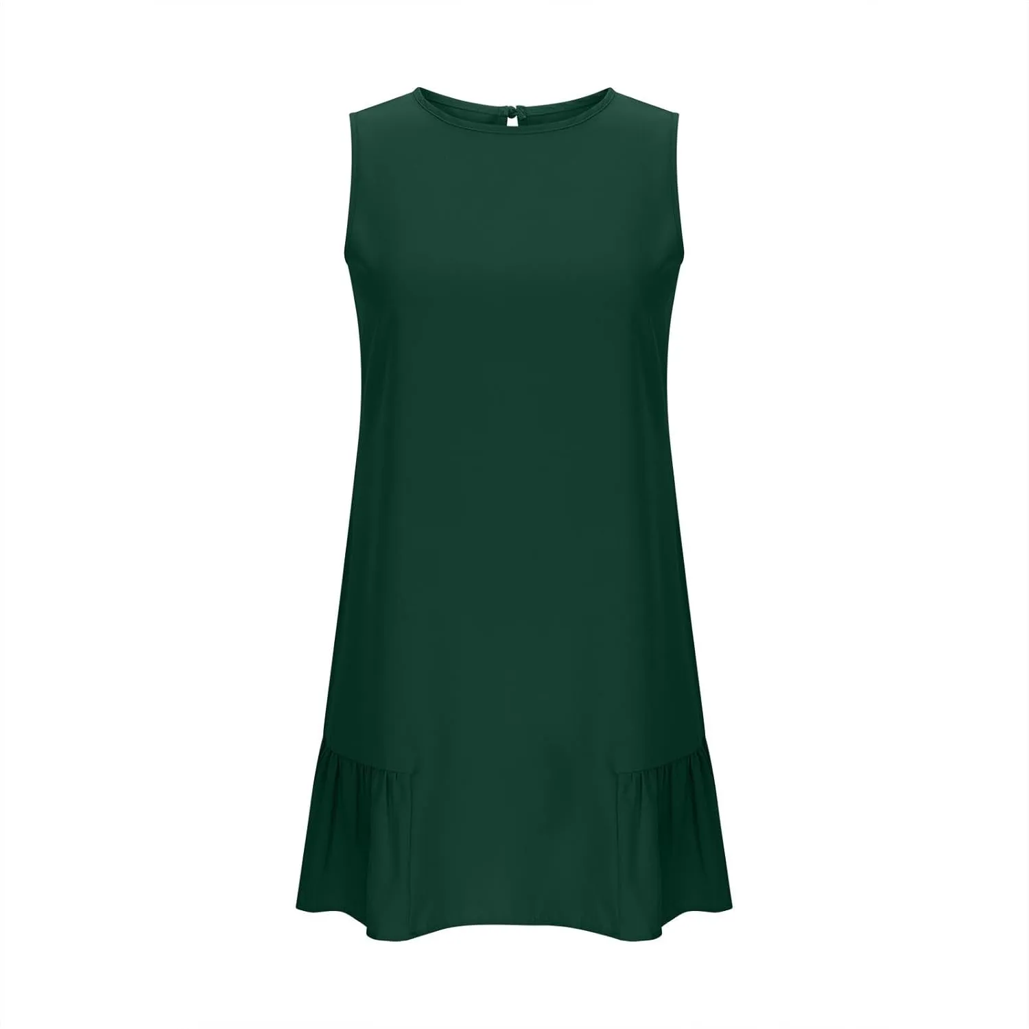 Summer Casual Sleeveless Tank Dresses for Women 2025 Crewneck Beach Vacation Sundresses A-Line Ruffle Hem Mini Dress