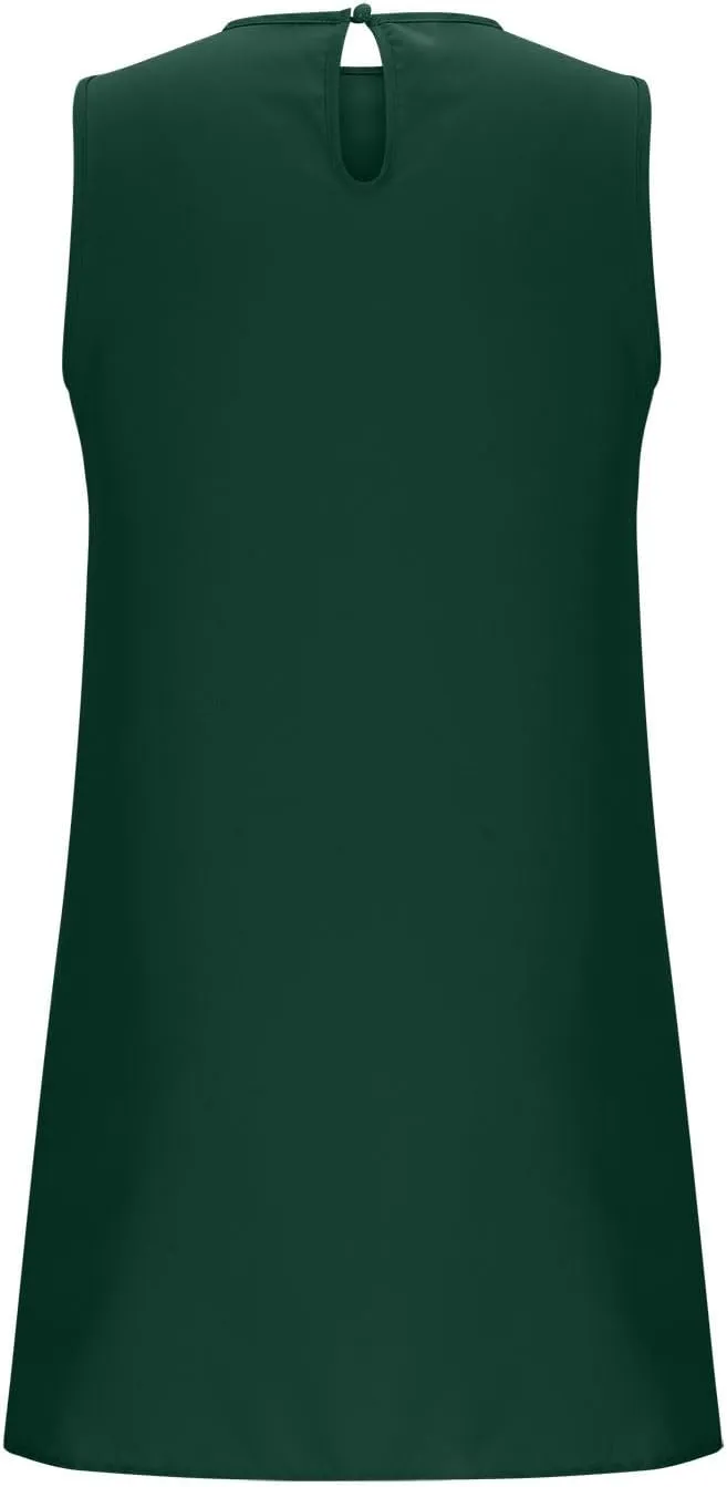 Summer Casual Sleeveless Tank Dresses for Women 2025 Crewneck Beach Vacation Sundresses A-Line Ruffle Hem Mini Dress