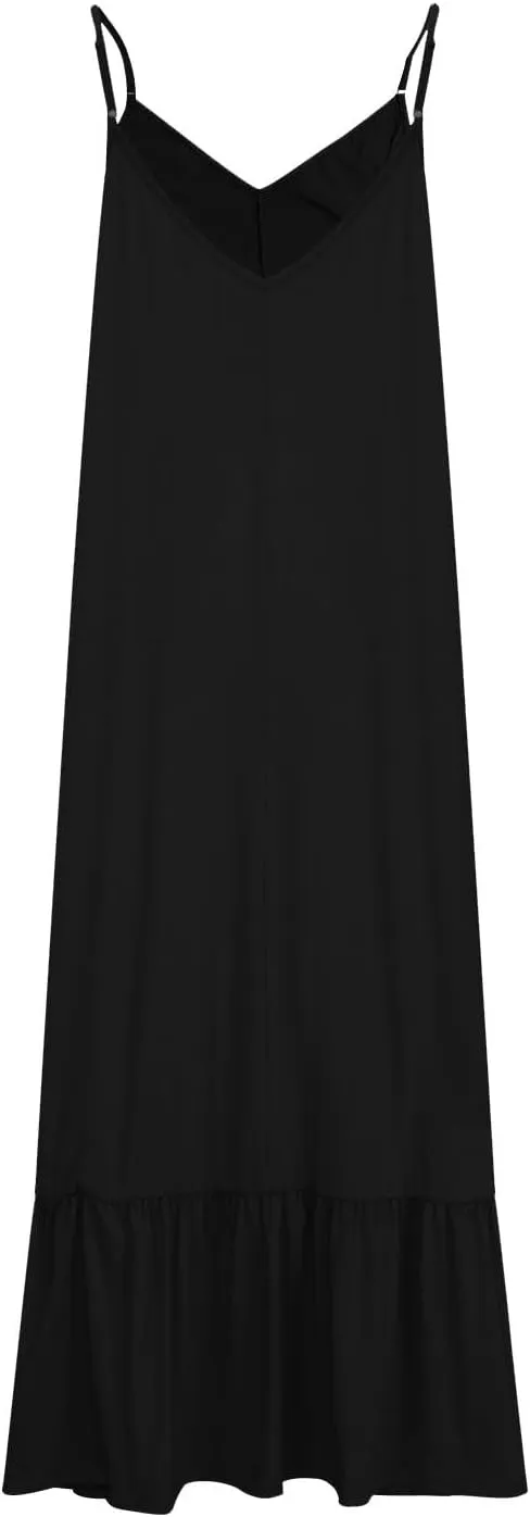 Summer Dresses for Women 2024 Trendy Halter, Sleeveless Casual V Neck Ruffle Dresses, Lightweight Floral Boho Dress