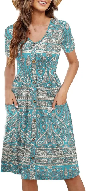 Summer Dresses for Women 2025 Vacation Button Down Mini Dresses Beach Casual Loose Trendy Floral Hawaiian Dress