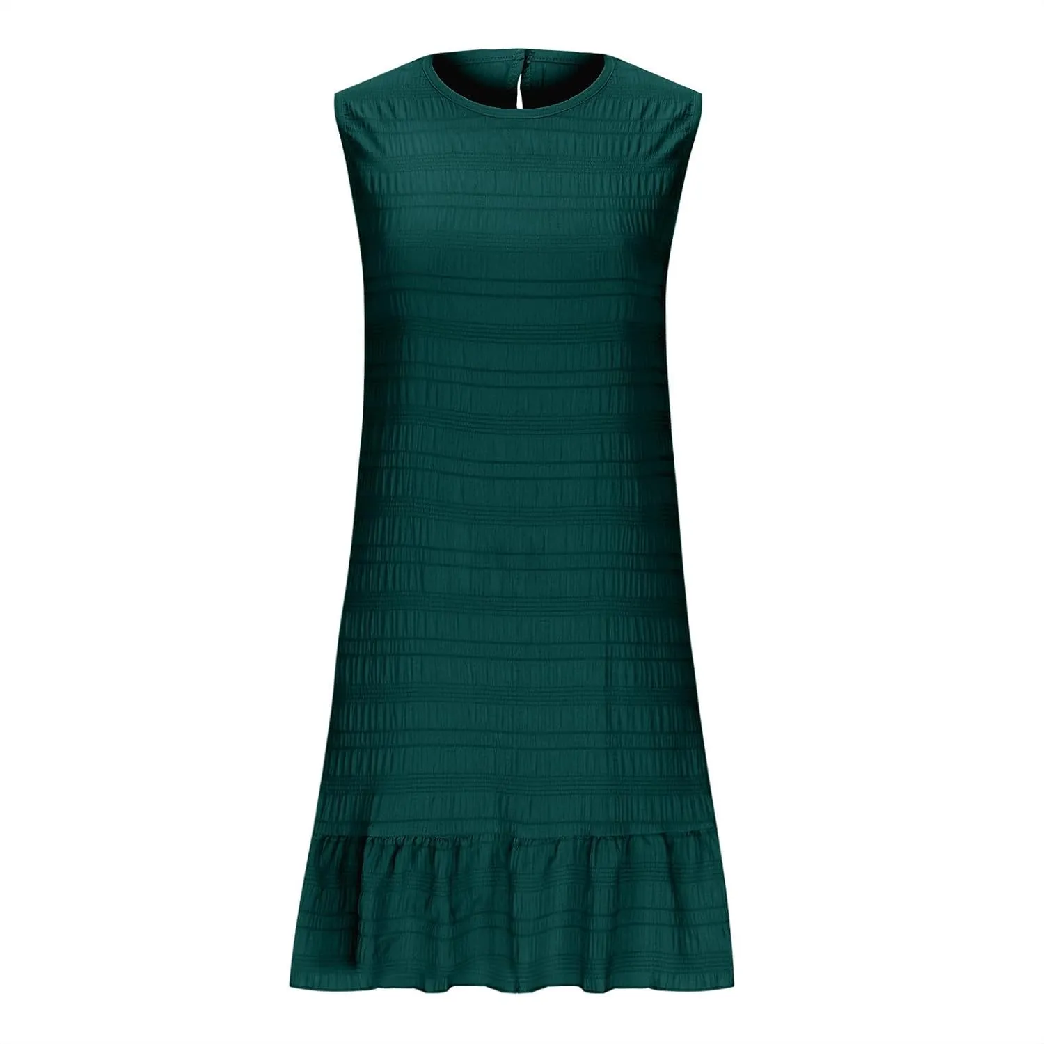 Summer Dresses for Women Casual Crewneck Sleeveless Lightweight Soft Sundresses Ruffle Mini Dresses Clothes