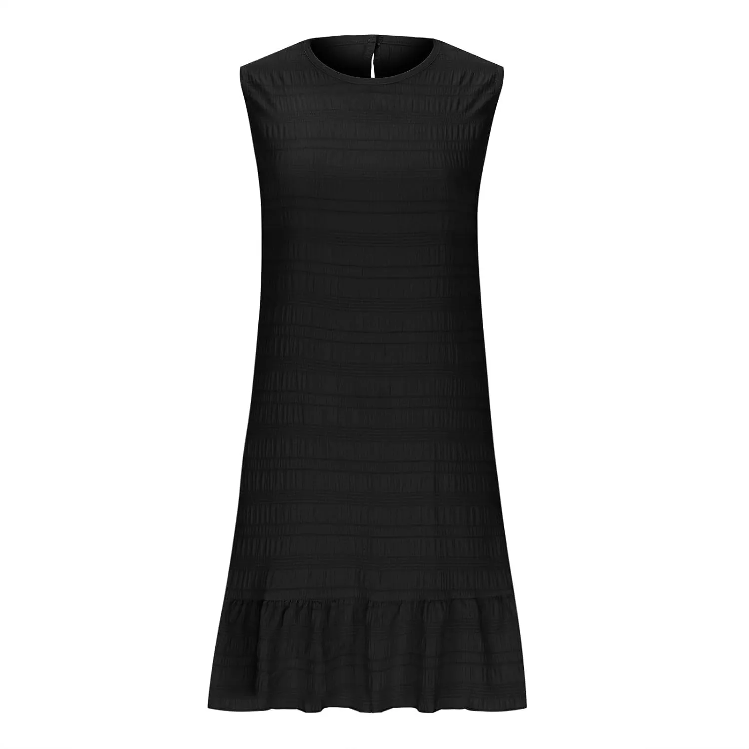 Summer Dresses for Women Casual Crewneck Sleeveless Lightweight Soft Sundresses Ruffle Mini Dresses Clothes