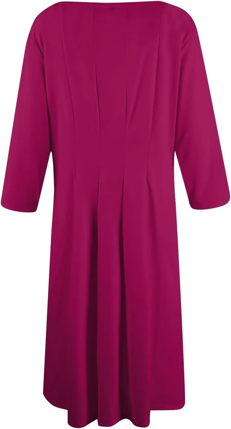 Summer Dresses for Women Crewneck 3/4 Sleeve Dress A Line Dress Spring Midi Casual Flowy with Pocket